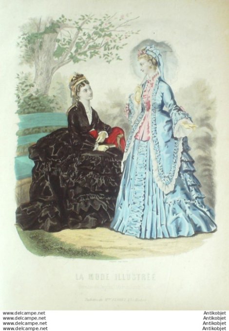 Gravure Mode illustree 1873 # 27 (Old Fashion plate)