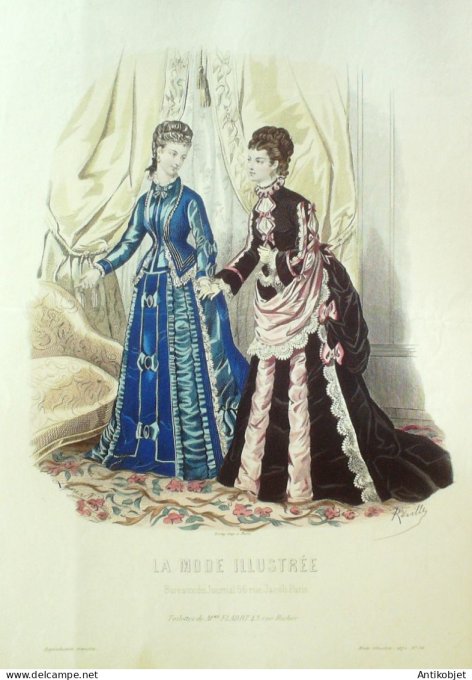 Gravure Mode illustree 1875 # 16 (Old Fashion plate)