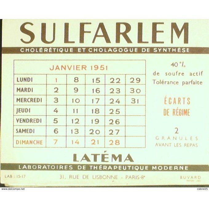 Buvard LATEMA Laboratoire