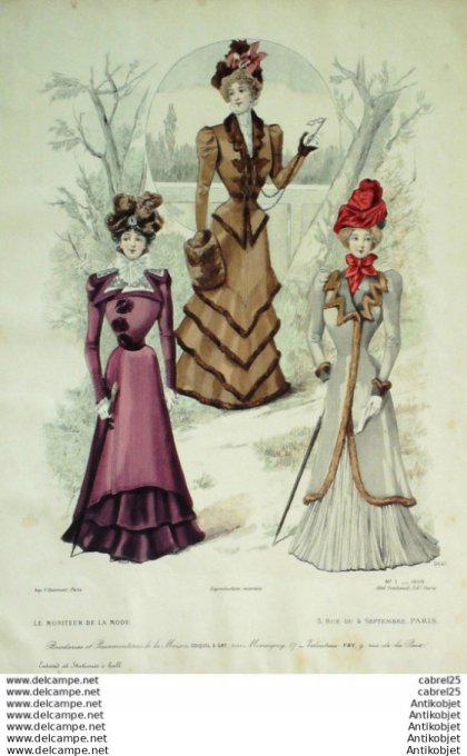 Gravure Mode Le Moniteur 1899 # 01 (Old Fashion plate)