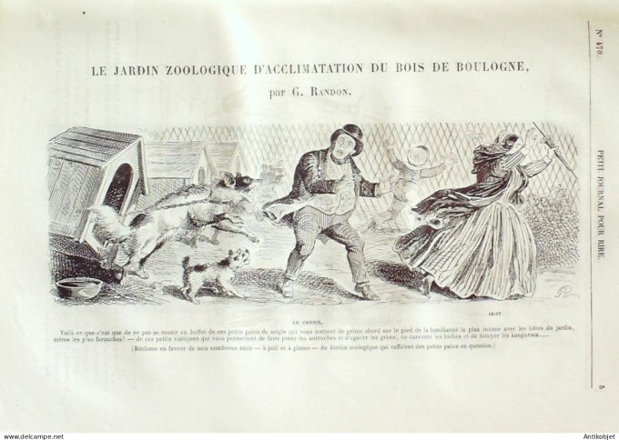 Petit journal pour Rire 1864 # 470 Le jardin Zoologique du bois de Boulogne Randon
