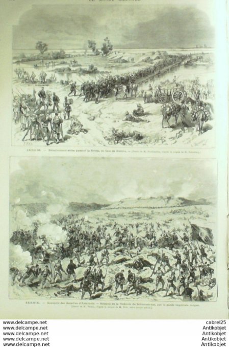 Le Monde illustré 1876 n°1016 Chartres (28) Lorient (56) Serbie Bielina Drina Schomatovaz Usa Little