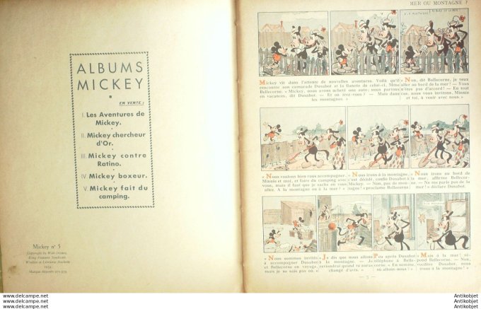Walt Disney Mickey fait du Camping Hachette #  5 Eo 1933