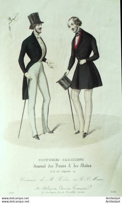 Costume Parisien 1838 # 3593 Costumes homme en drap gilets
