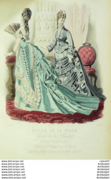 Gravure Mode La Gazette 1875 # 162 (Old Fashion plate)
