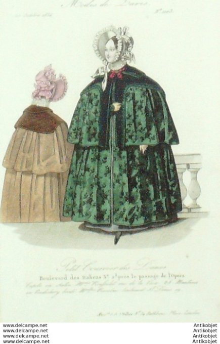 Gravure Mode Courrier des Dames 1833 # 1103 (eau forte old Fashion plate)