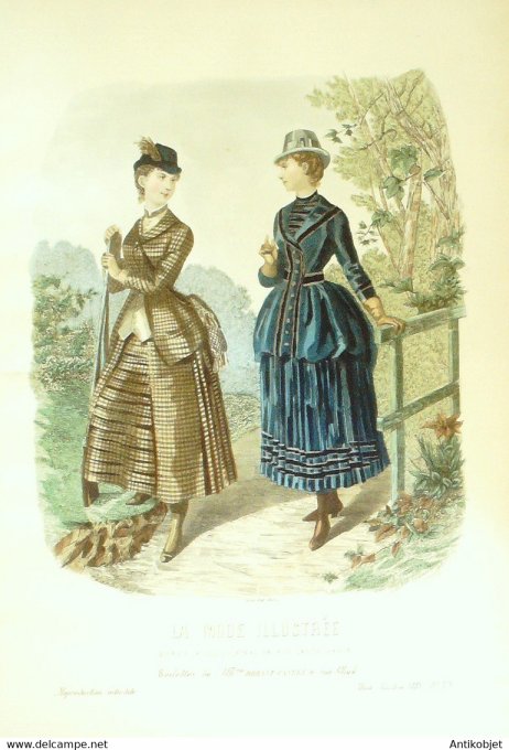 Gravure de mode La Mode illustrée 1884 n°39 (Maison Bréant-Castel) Chasseuse
