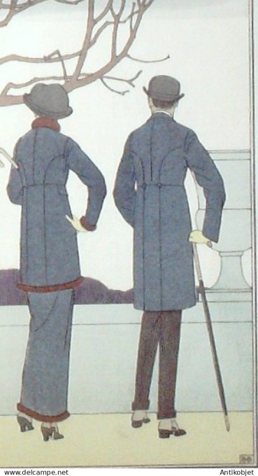 Gravure de mode Costume Parisien 1913 pl.121 BOUTET de MONVEL Bernard Costumes