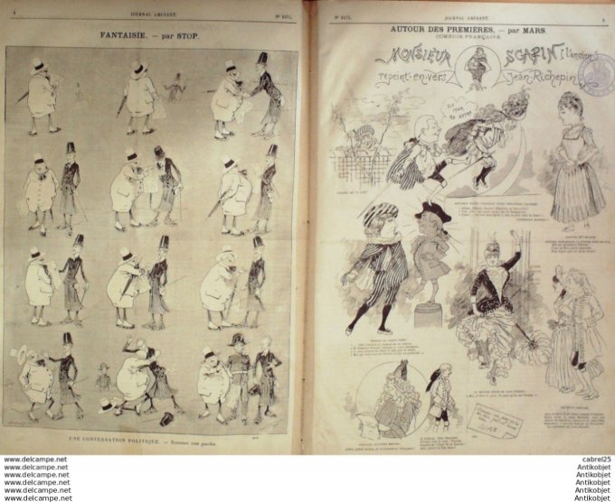 Le Journal Amusant 1886 # 1575 Fantaisie par Stop Comedie Monsieur Scapin repeint en vers par Jean R