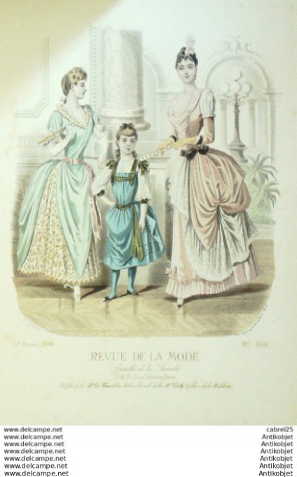 Gravure Mode La Gazette 1888 # 848 (Old Fashion plate)