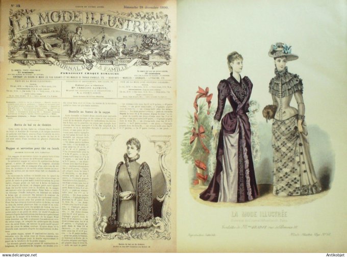 La Mode illustrée journal + gravure associée 1890 # 52