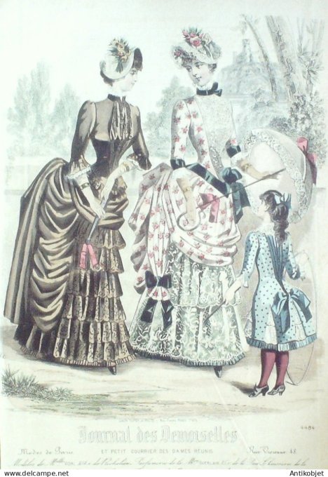 Gravure Mode J.Demoiselles 1884 # 4479 (Old Fashion plate)