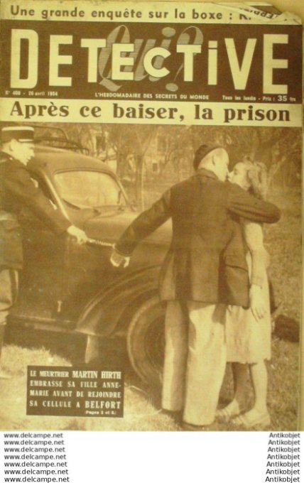 Détective 1954 # 408 Belfort Vendays St-Etienne-Bresse Béziers