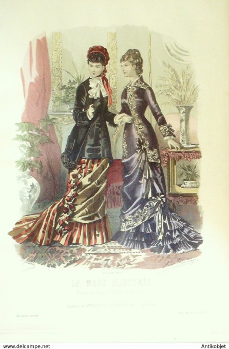 Gravure de mode La Mode illustrée 1879 n°08 (Maison Bréant-Castel)
