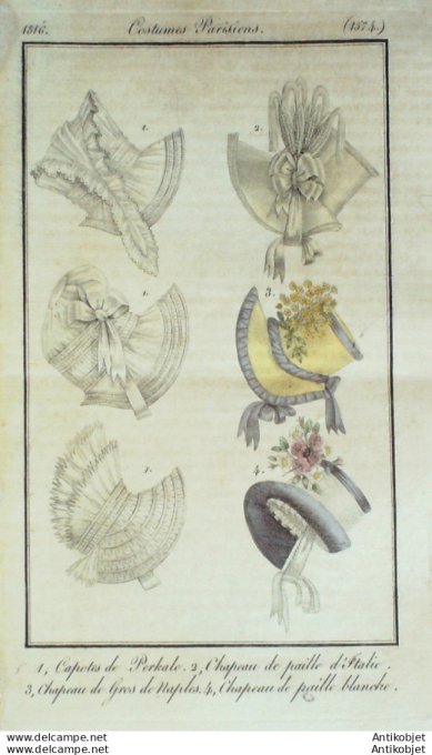 Costume Parisien 1816 # 1574 Capotes de perkale
