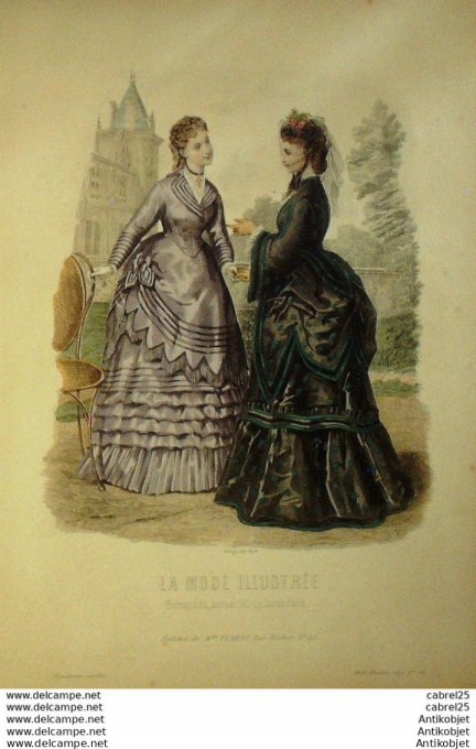Gravure de mode La Mode illustrée 1871 n°30 (Maison Fladry)