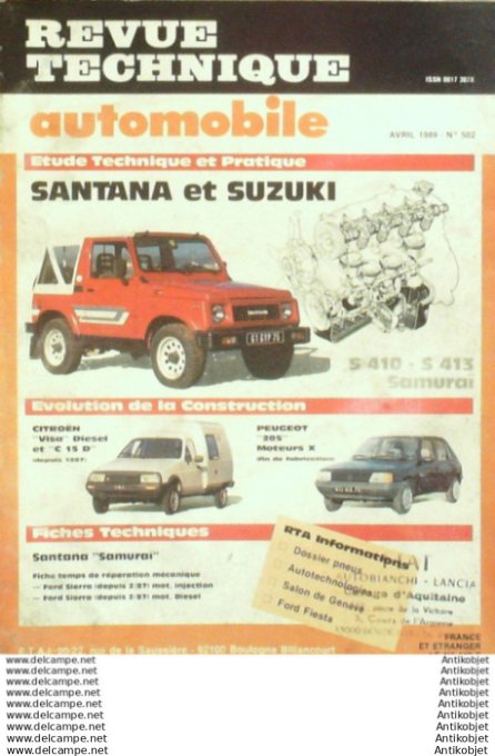 R.T Automobile Santana & Suzuki Citroën visa C 15D Peugeot 205   # 502