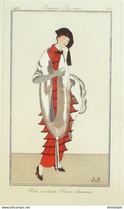 Gravure Mode Costume Parisien 1914 # 132b Van Brock Jan (eau forte)