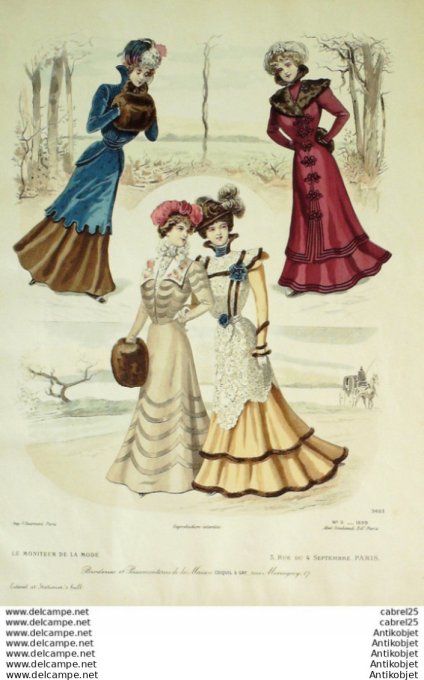 Gravure Mode Le Moniteur 1899 # 03 (Old Fashion plate)