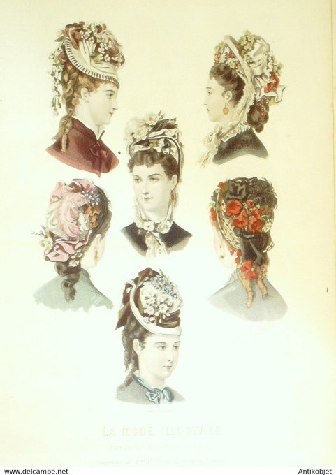 Gravure de mode La Mode illustrée 1876 n°19 (Maison Aubert)