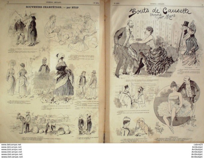 Le Journal Amusant 1886 # 1576 Bouts de causette surpris par Marsla cigale et la fourmi par Henriot