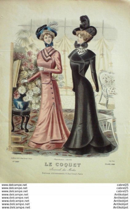 Gravure Mode Le Coquet 1899 # 36 (Old Fashion plate)
