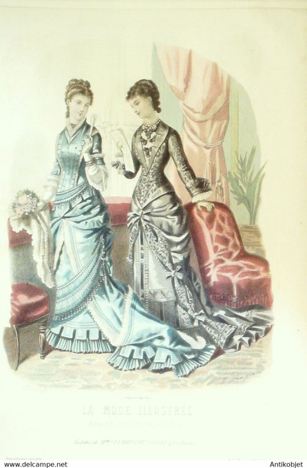 Gravure de mode La Mode illustrée 1879 n°09 (Maison Fladry-Coussinet)