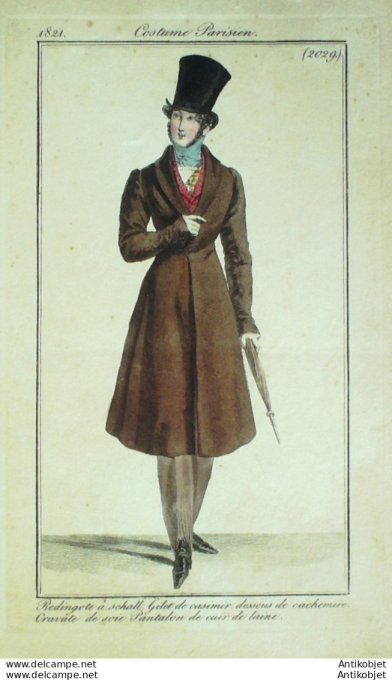 Costume Parisien 1821 # 2029 Redingote à schall homme