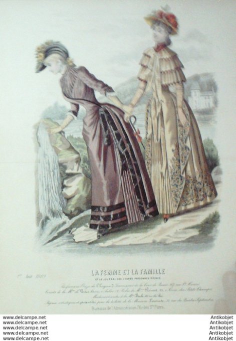 Gravure Mode La Femme & La Famille 1889 # 08 (Old Fashion plate)