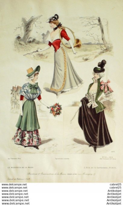 Gravure Mode Le Moniteur 1898 # 52 (Old Fashion plate)