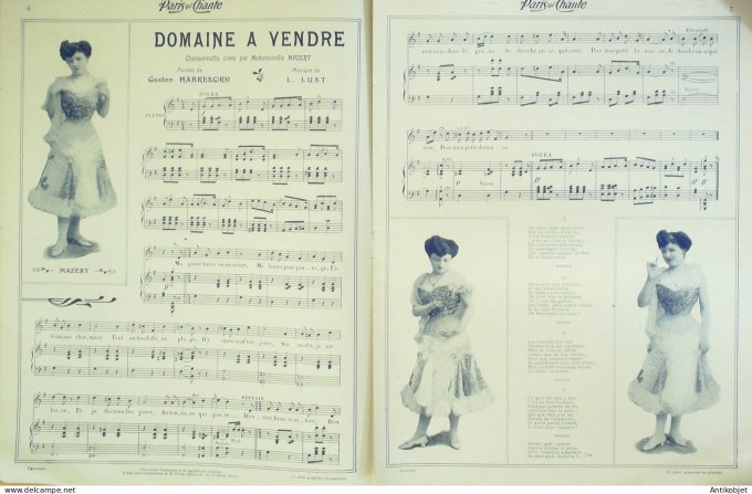 Paris qui chante 1905 n°114 Sinoël Paola Di Borgho Choff Mazert Dutard Guilbert