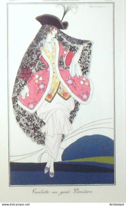 Gravure de mode Costume Parisien 1913 pl.122 BRUNELLESCHI Umberto Vénitienne