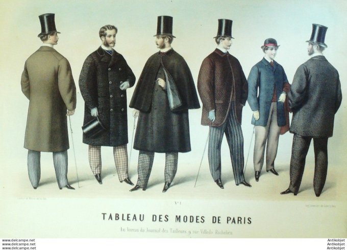 Gravure Mode Tableau de Paris 1859- 1 (Old Fashion plate) Rare