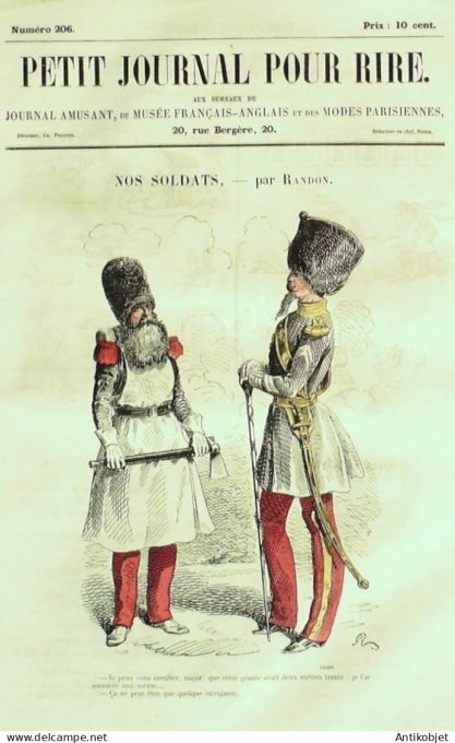 Petit journal pour Rire 1859 # 206 Nos soldats Randon