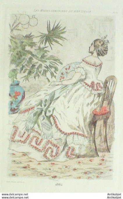 Gravure Mode Boutet (pointe seche aquarellee old Fashion plate) Pl 62-1902