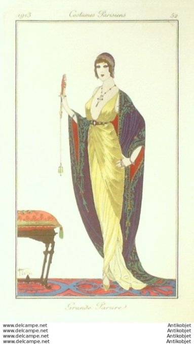 Vallee Armand Pochoir Mode Art Deco n°  52-1913 Journal des Dames