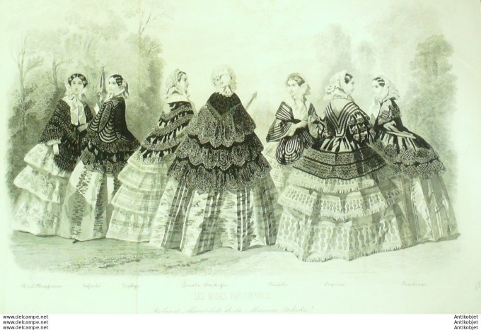 Gravure de mode Les Modes parisiennes (maison Delisle) 1850 n°683