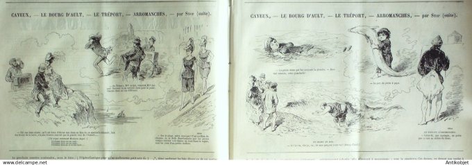 Le Journal Amusant 1874 #  941 Cayeux le bourg d'Ault le Treport Arromanches par Stop