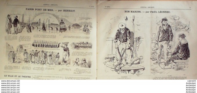 Le Journal Amusant 1886 # 1573 Paris port de mer par Henriot Les fils de Jahel de Simone Arnaud par 