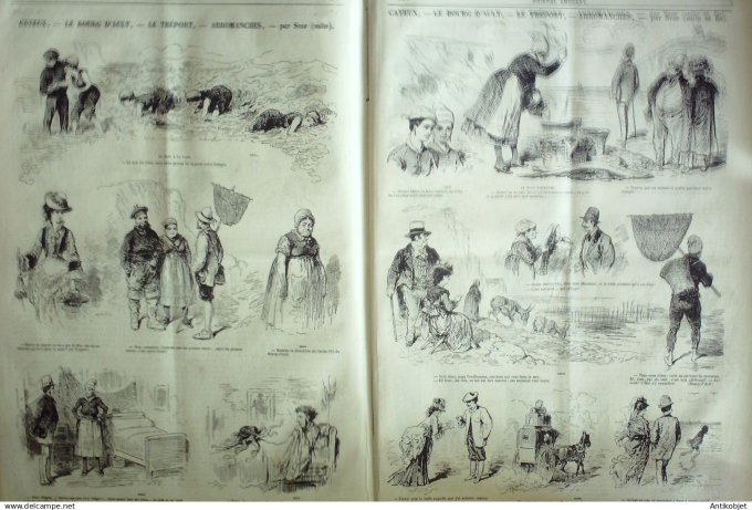 Le Journal Amusant 1874 #  941 Cayeux le bourg d'Ault le Treport Arromanches par Stop
