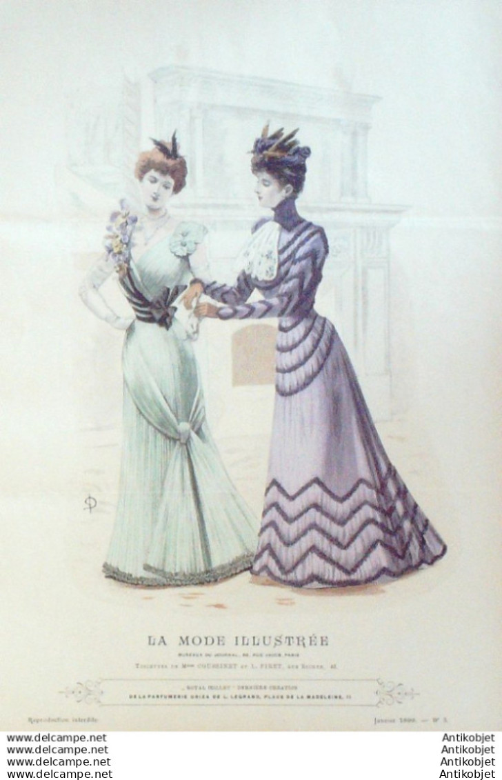 Gravure Mode illustree 1899 # 03 (Old Fashion plate) RARE