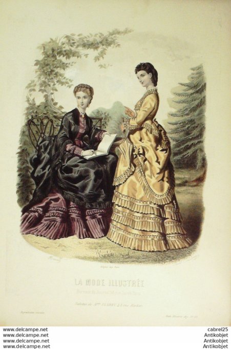 Gravure de mode La Mode illustrée 1871 n°33 (Maison Fladry)