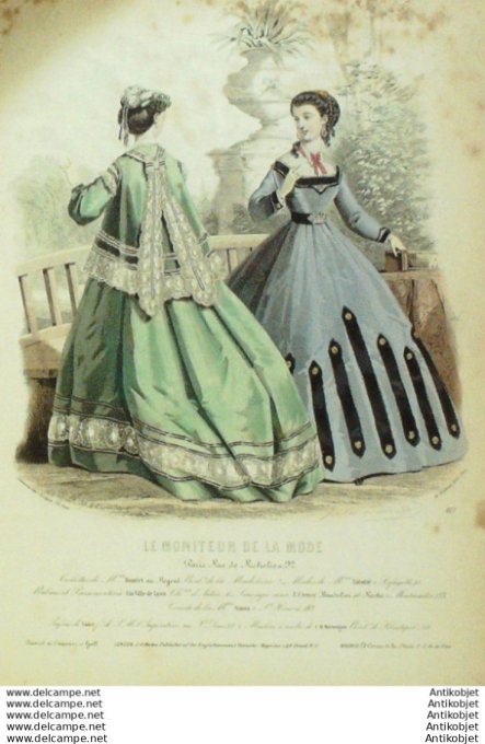Gravure Mode Le Moniteur 1865 # 817 (Old Fashion plate)