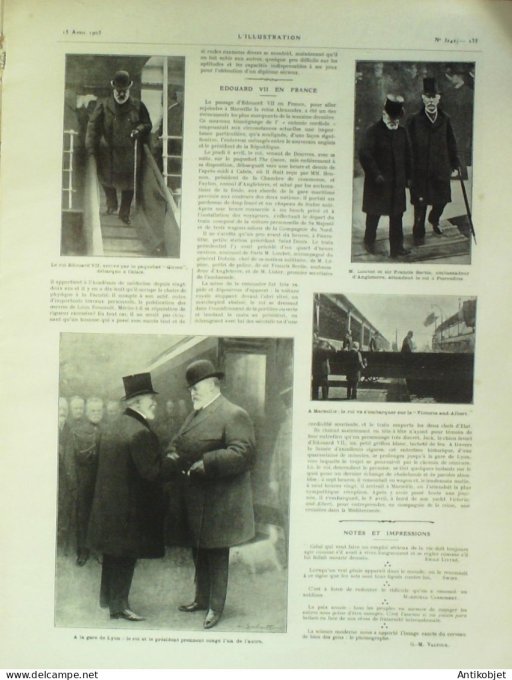 L'illustration 1905 n°3242 Courbevoie (92) complot Maroc Tanger Guillaume II Monaco Meeting auto Mad