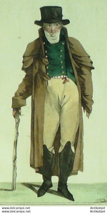 Gravure de mode Costume Parisien 1802 n° 359 (An 10) Anglaise à trois collets