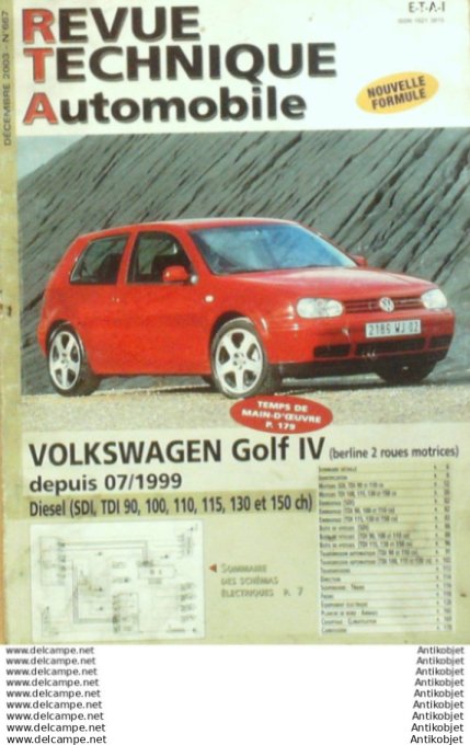 R.T Automobile Volkswagen Golf IV 07/1999   # 667
