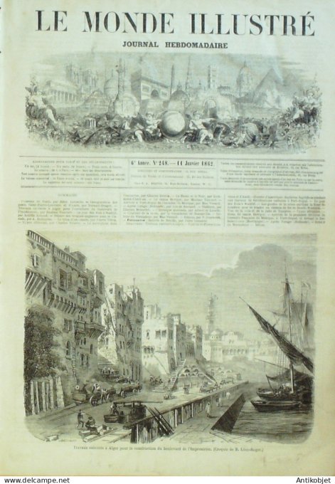 Le Monde illustré 1862 n°248 St-Pierre Louviers (27) Maroc Type Tétouan Martinique Port-Royal Mexiqu