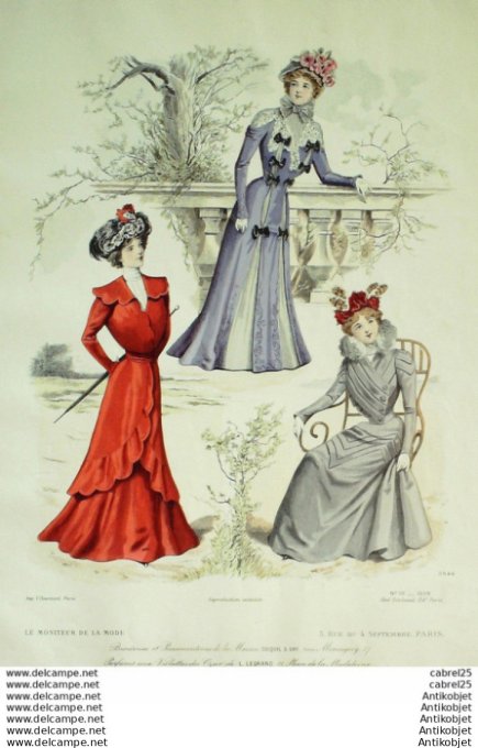 Gravure Mode Le Moniteur 1899 # 10 (Old Fashion plate)