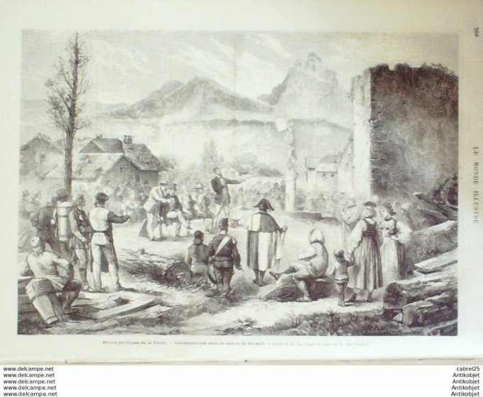 Le Monde illustré 1873 n°837 Mont St-Michel(50) Espagne Tolede Suisse Schwitz Landsgelmeinde