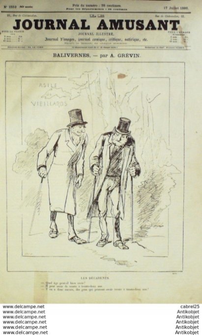 Le Journal Amusant 1886 # 1559 Au Tonkin de Rollet de L'Isle au cercle militaire de Henriot Henri